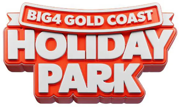 Logo of BIG4 Gold Coast Holiday Park featuring bold, red and white letters.