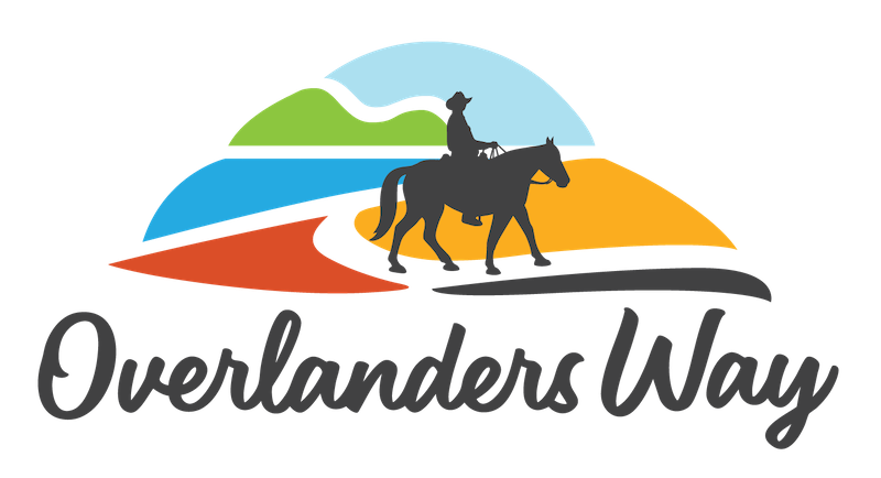 Logo showing a person on horseback with hills, fields, and a road in the background, above the text 